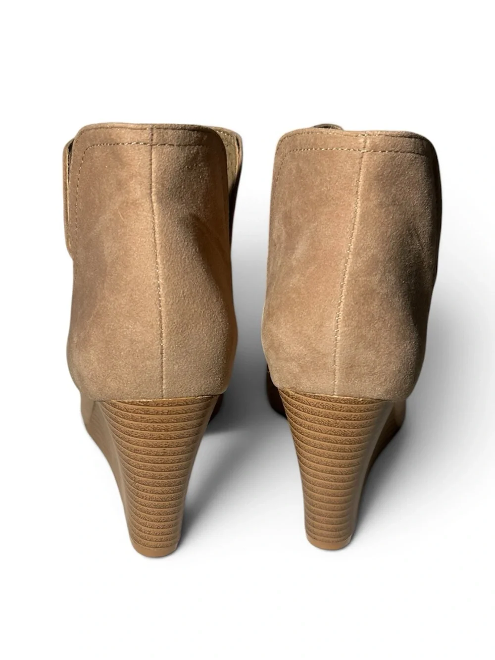 Journee Collection Taupe Mylee Wedge Peep-Toe Bootie Size 8